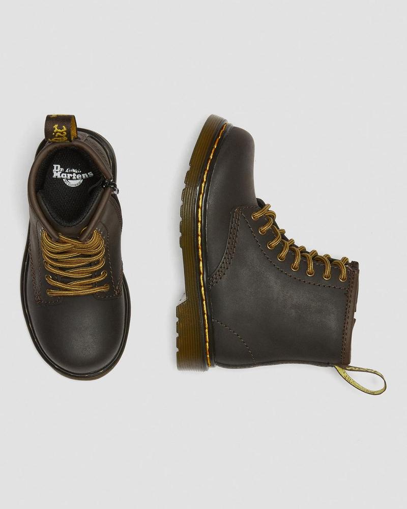 Dr Martens Toddler 1460 Wildhorse Leren Veterlaarzen Kinderen Donkerbruin | NL 119BEX